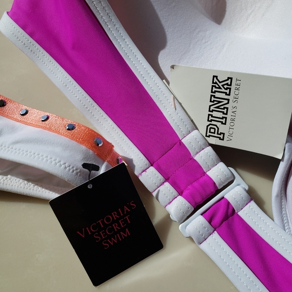 PINK Victoria's Secret Swimwear Bundle Push Up Top L + Itsy Bikini Bottom S NWT - Picture 13 of 16